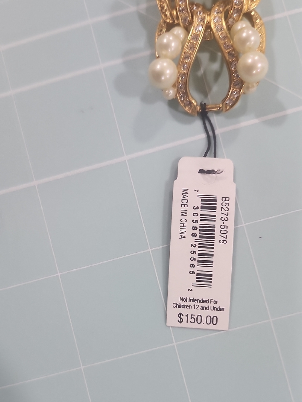 Carolee Lux Gold Tone Pearl & Crystal Link Bracelet - Picture 2 of 5